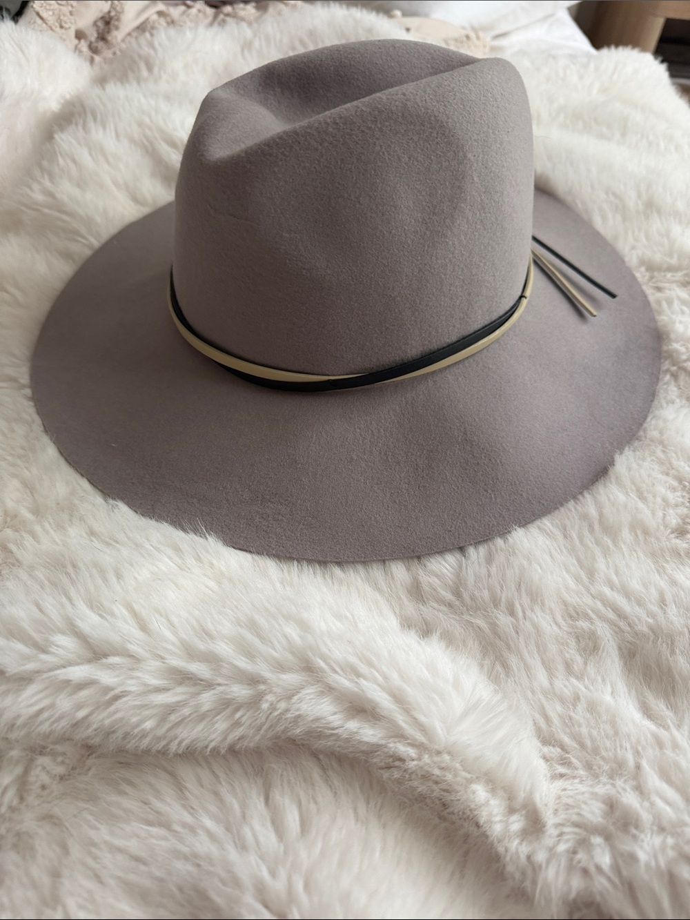 Urban Outfitters Taupe Wide-Brim Fedora with Contrast Band